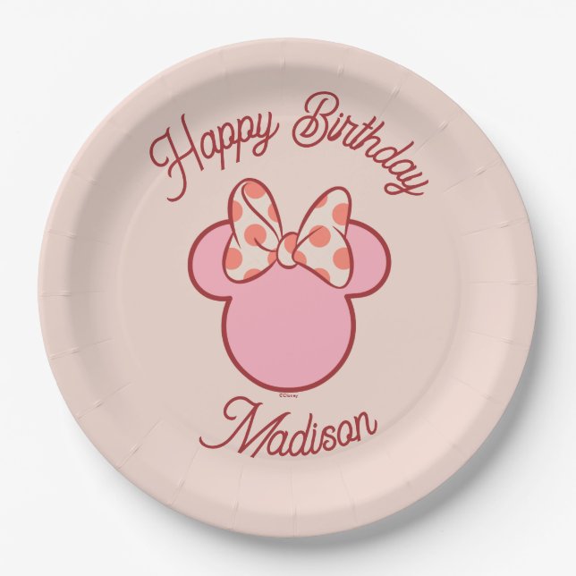Sweet Polka Dot Bow Mouse Silhouette Paper Plate (Front)
