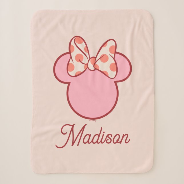Sweet Polka Dot Bow Mouse Silhouette Sherpa Blanket (Front)