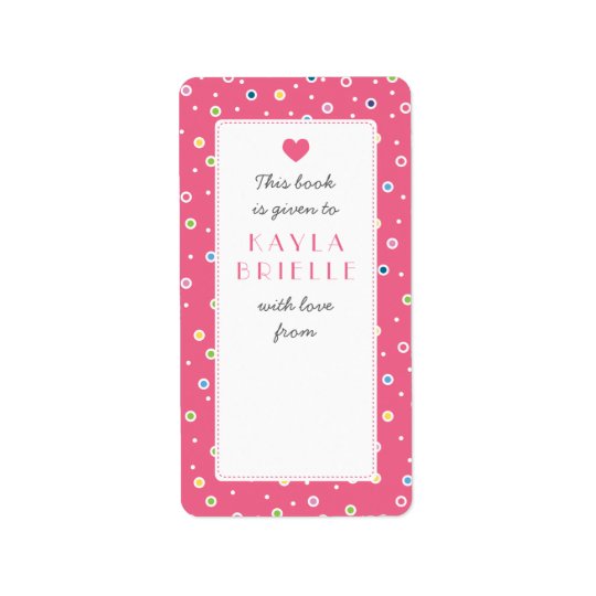 Sweet Polkadot Bubble Book Gift Bookplate Label