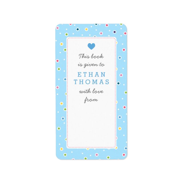 Sweet Polkadot Bubble Book Gift Bookplate Label (Front)
