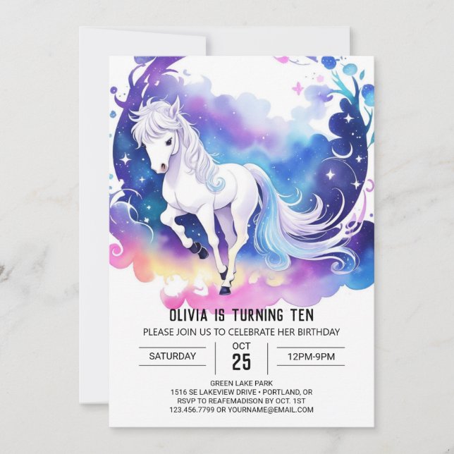 Sweet Pony Carousel Birthday Invitation (Front)