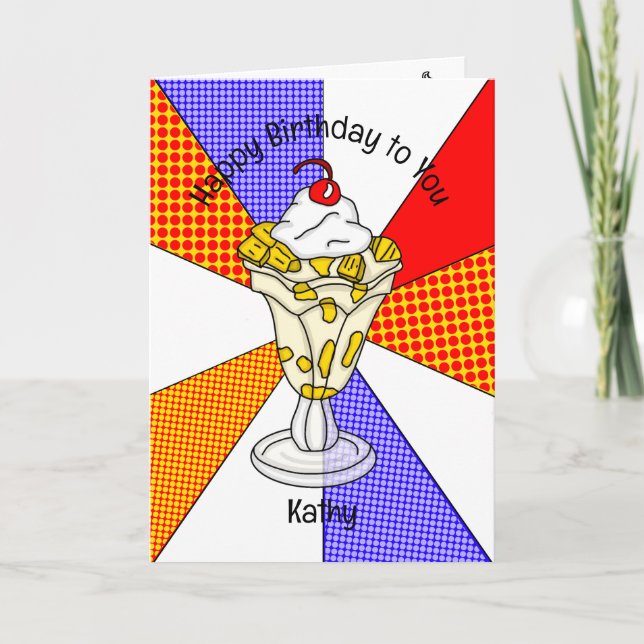 Sweet Pop Art Birthday Card Ice Cream Sundae (Front)