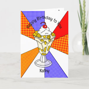Sweet Pop Art Birthday Card Ice Cream Sundae