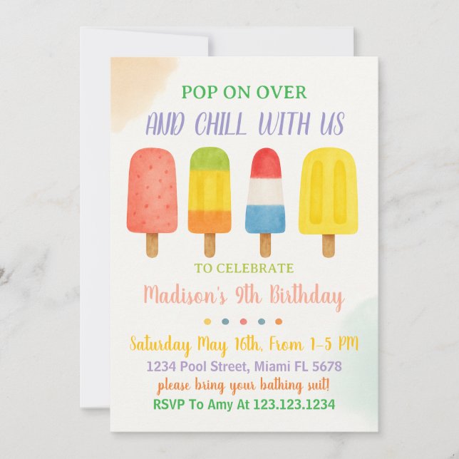 Sweet Popsicle Invitation d'anniversaire pour enfa (Devant)