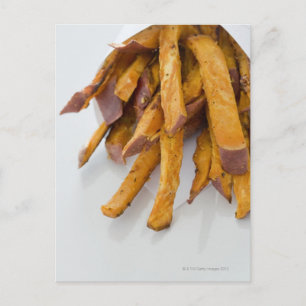 Sweet Potato fries in paper bag, close up, Postcard