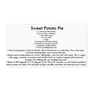Sweet Potato Pie Recipe