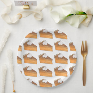 Sweet Potato Pie Slice Christmas Dinner Holiday Paper Plate