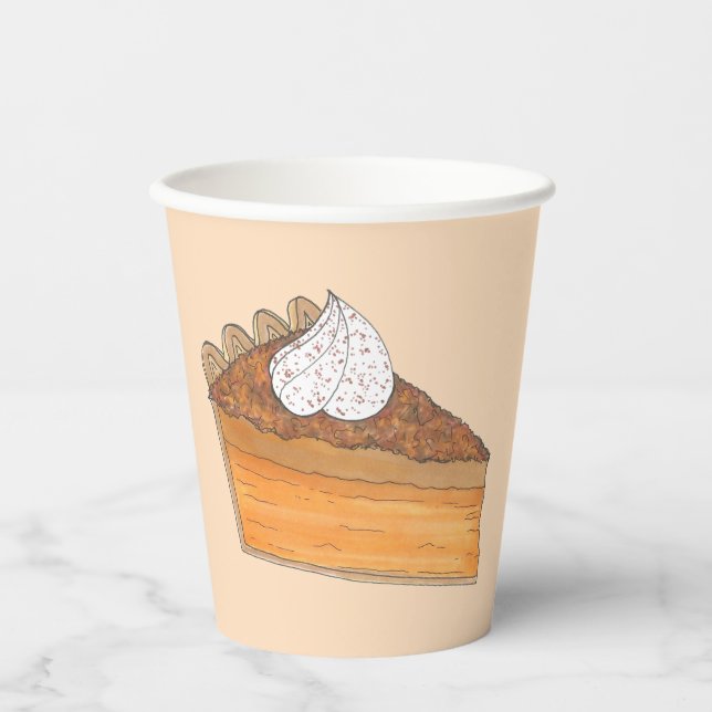 Sweet Potato Pie Slice Christmas Dinner Soul Food Paper Cups (Front)