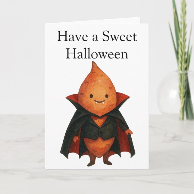 Sweet Potato Vampire Halloween Card (Front)