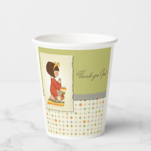 Sweet Praying Girl Thank You God Paper Cups