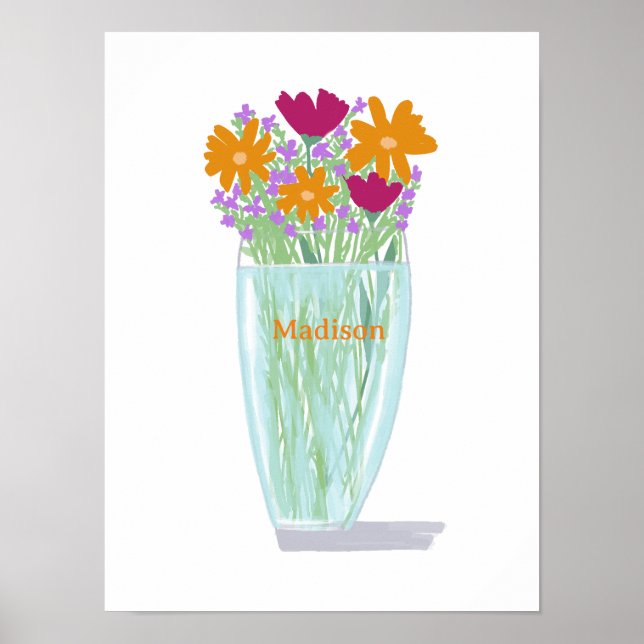 Sweet Pretty Flowers +Custom Name Poster (Front)