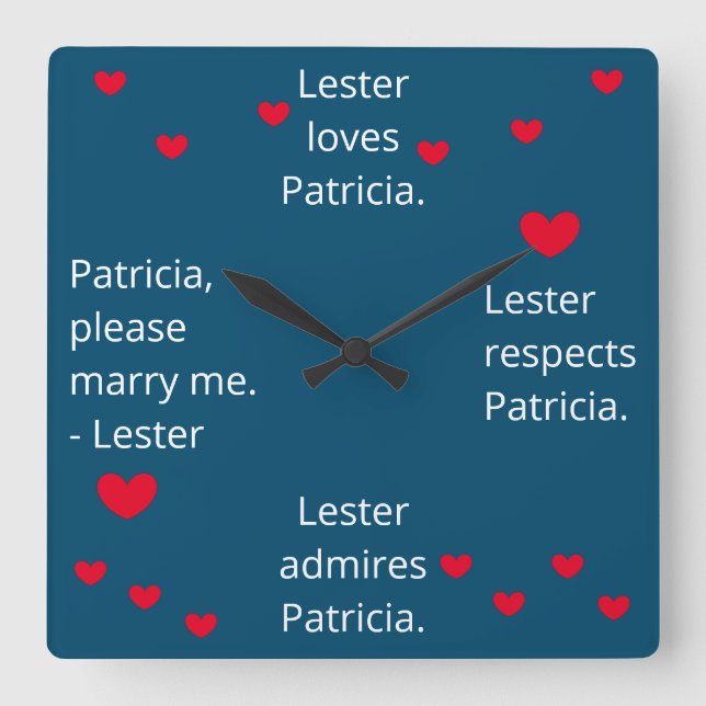 Sweet, Proposal Square Wall Clock (Front)