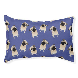 Sweet Pugs on Blue Pet Bed