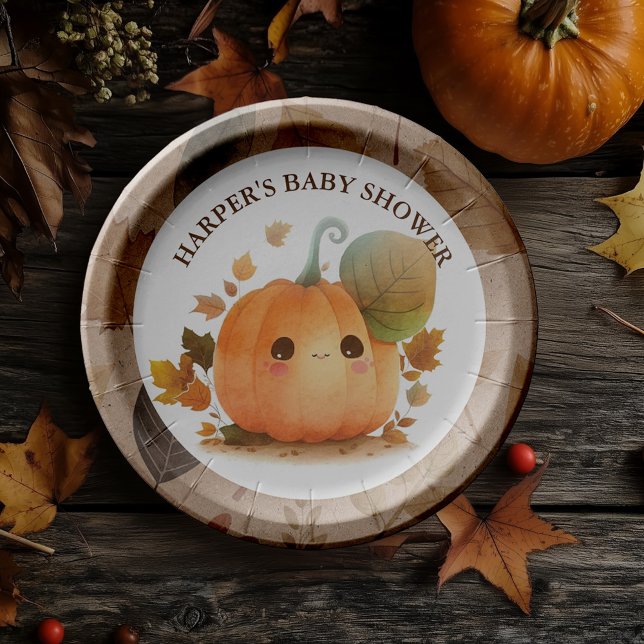 Sweet Pumpkin Fall Baby Shower Paper Plate (Get ready to "squash" the ordinary and embrace the extraordinary with our Fall Baby Shower theme! )