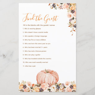 Sweet Pumpkin Rustic Floral Find the Guest