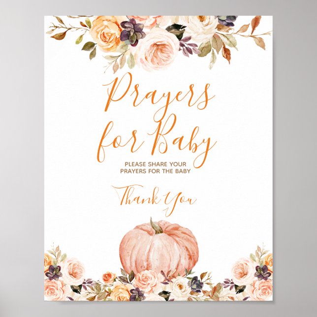 Sweet Pumpkin Rustic Floral Prayers for Baby Poster (Front)