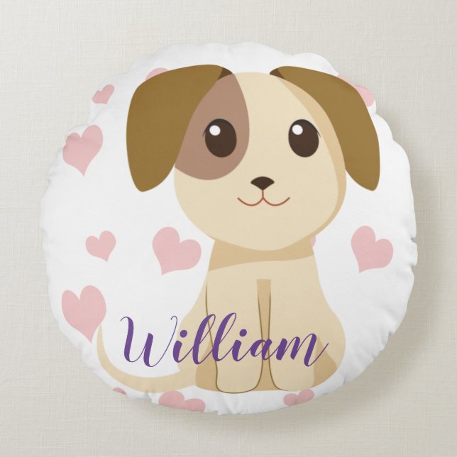 Sweet Puppy  Round Pillow (Front)