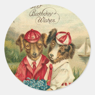 Sweet Pups Best Birthday Wishes Classic Round Sticker