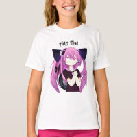 Sweet Purple and Black Anime Girl with Cat Ears