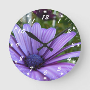 Sweet Purple Daisy Round Clock