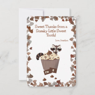 Sweet Raccoon & Chocolate Treat Birthday Thank You Card