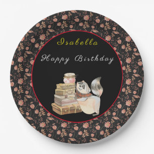 Sweet Raccoon Customize Text and Colour Paper Plate