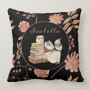Sweet Raccoon Customize Text, Colour 20"X20" Throw Pillow
