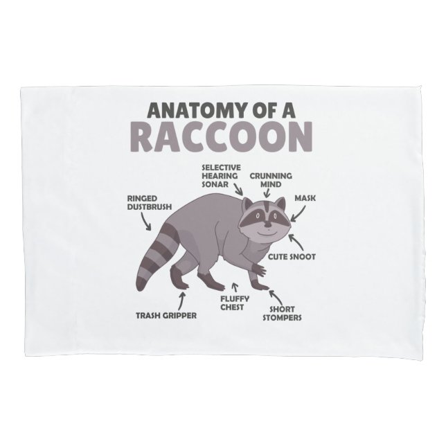 Sweet Raccoon Explanation Anatomy Of A Raccoon Pillowcase (Front)
