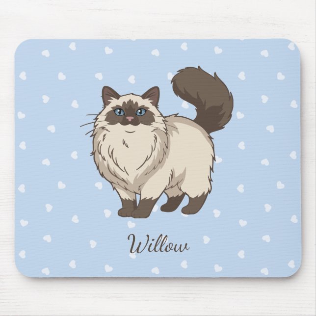 Sweet Ragdoll Cat Personalized Mouse Pad (Front)