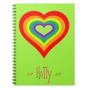 Sweet Rainbow Heart Graphic Design Personalized Notebook