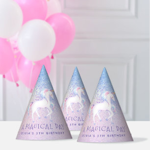 Sweet Rainbow Unicorn Glittery Birthday Party Hat