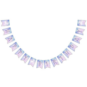 Sweet Rainbow Unicorn Glittery Happy Birthday Bunting Flags