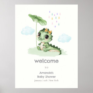 Sweet Raindrop Little Dragon Baby Shower Welcome Poster