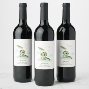 Sweet Raindrop Little Dragon Baby Shower Wine Label