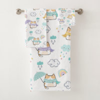 Sweet Rainy Day Pattern Bath Towel Set