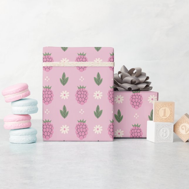 Sweet Raspberry Pattern Wrapping Paper Roll (Baby Shower)