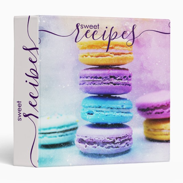 Sweet Recipes Macaroon Purple Custom Text Binder (Front/Spine)