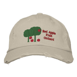 Sweet Red Apples and Apple Tree Fruit Orchard Farm Embroidered Hat