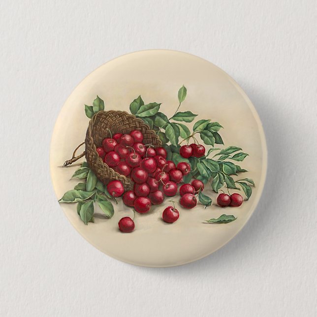 Sweet Red Cherries 2 Inch Round Button (Front)