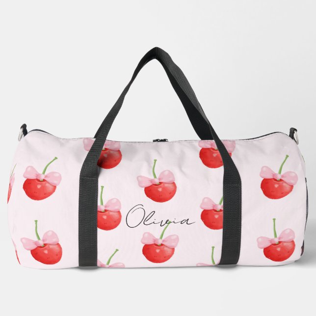 Sweet red cherries  duffle bag (Front)