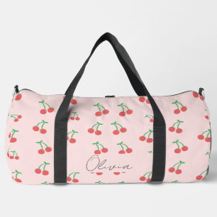 Sweet red cherries  duffle bag