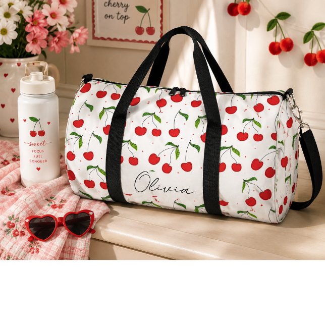 Sweet red cherries  duffle bag (Creator Uploaded)