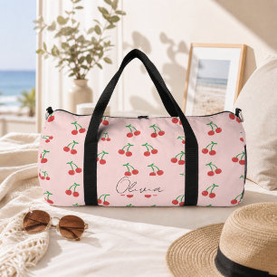Sweet red cherries duffle bag