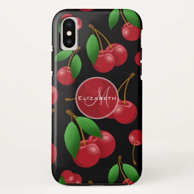 sweet red cherries pattern monogrammed Case-Mate iPhone case (Back)