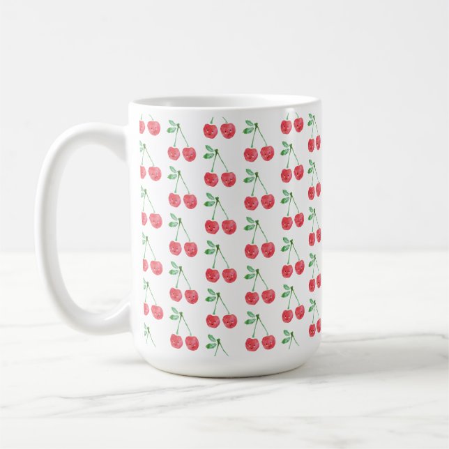 Sweet Red Cherry Delicate Pattern Coffee Mug (Left)
