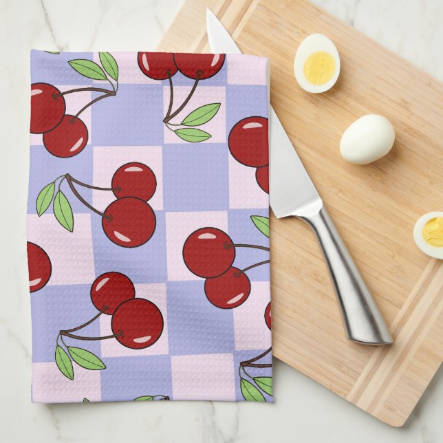 Sweet Red Cherry Pattern Kitchen Towel (Quarter Fold)