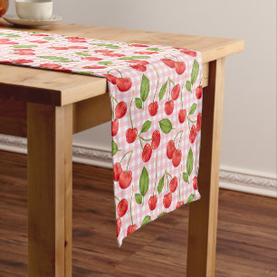 Sweet Red Cherry Pattern Short Table Runner