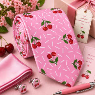 Sweet Red Cherry Pattern Tie