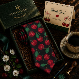 Sweet Red Cherry Pattern Tie