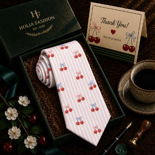 Sweet Red Cherry Pattern Tie